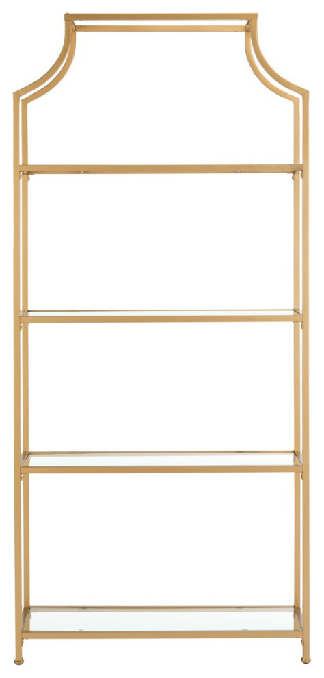 Rosie 4 Tier Etagere/Bookcase Gold   Contemporary   Bookcases   by Peachtree Fine Furniture  Houzz