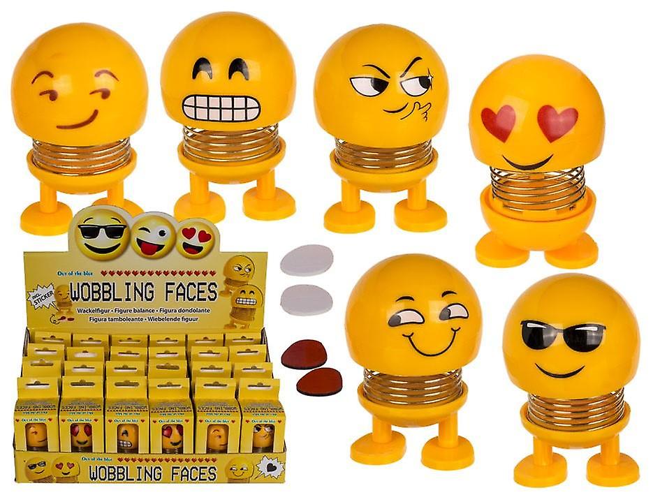 3-Pack Wobbling Face Bouncing Bobblehead Figure Smiley Face Toy