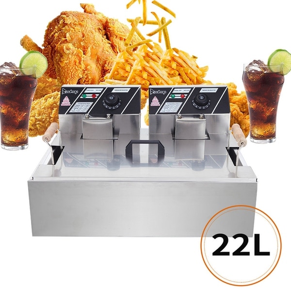 23.26Qt/22L Stainless Steel Large Single-Cylinder Electric Fryer