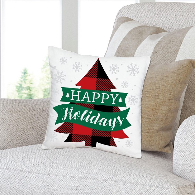 Big Dot Of Happiness Holiday Plaid Trees Buffalo Plaid Christmas Party Home Decorative Canvas Cushion Case Throw Pillow Cover 16 X 16 Inches