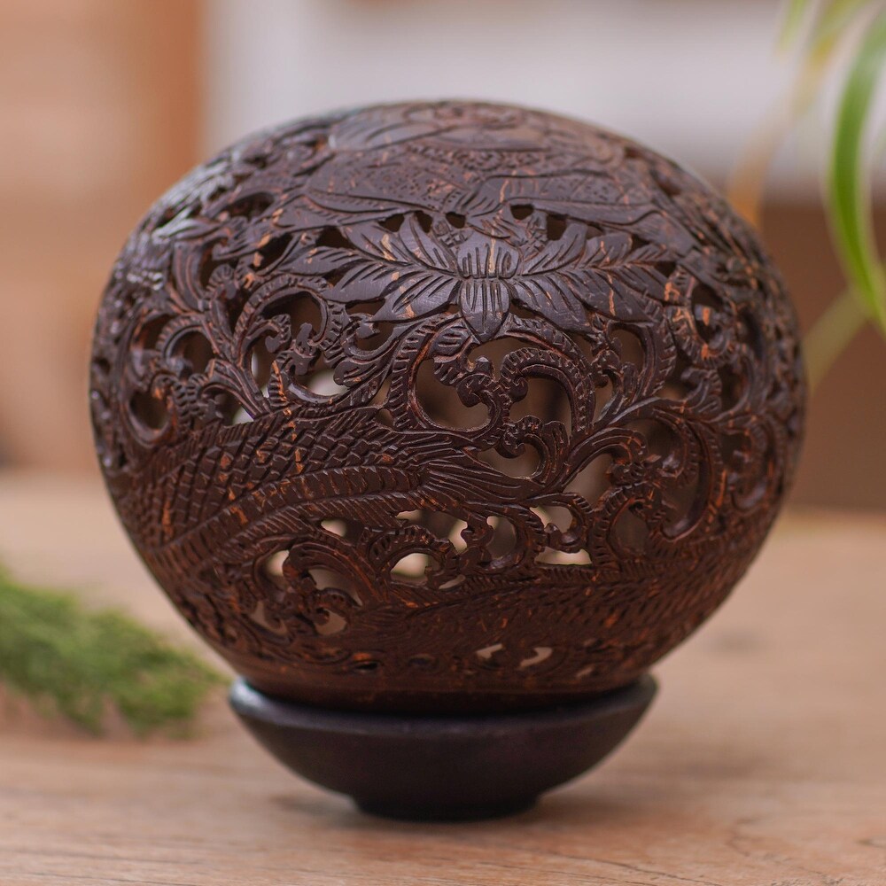 Novica Handmade Dragon And Ganesha Coconut Shell Sculpture