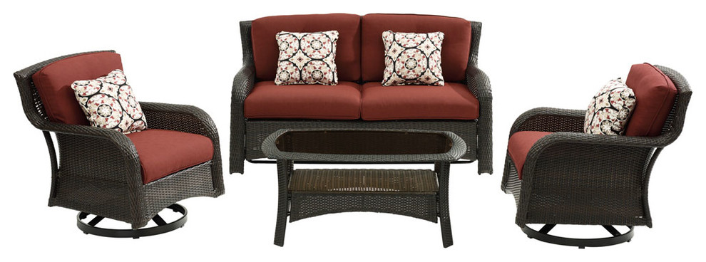 Strathmere 4 Piece Lounge Set   Tropical   Outdoor Lounge Sets   by Almo Fulfillment Services  Houzz