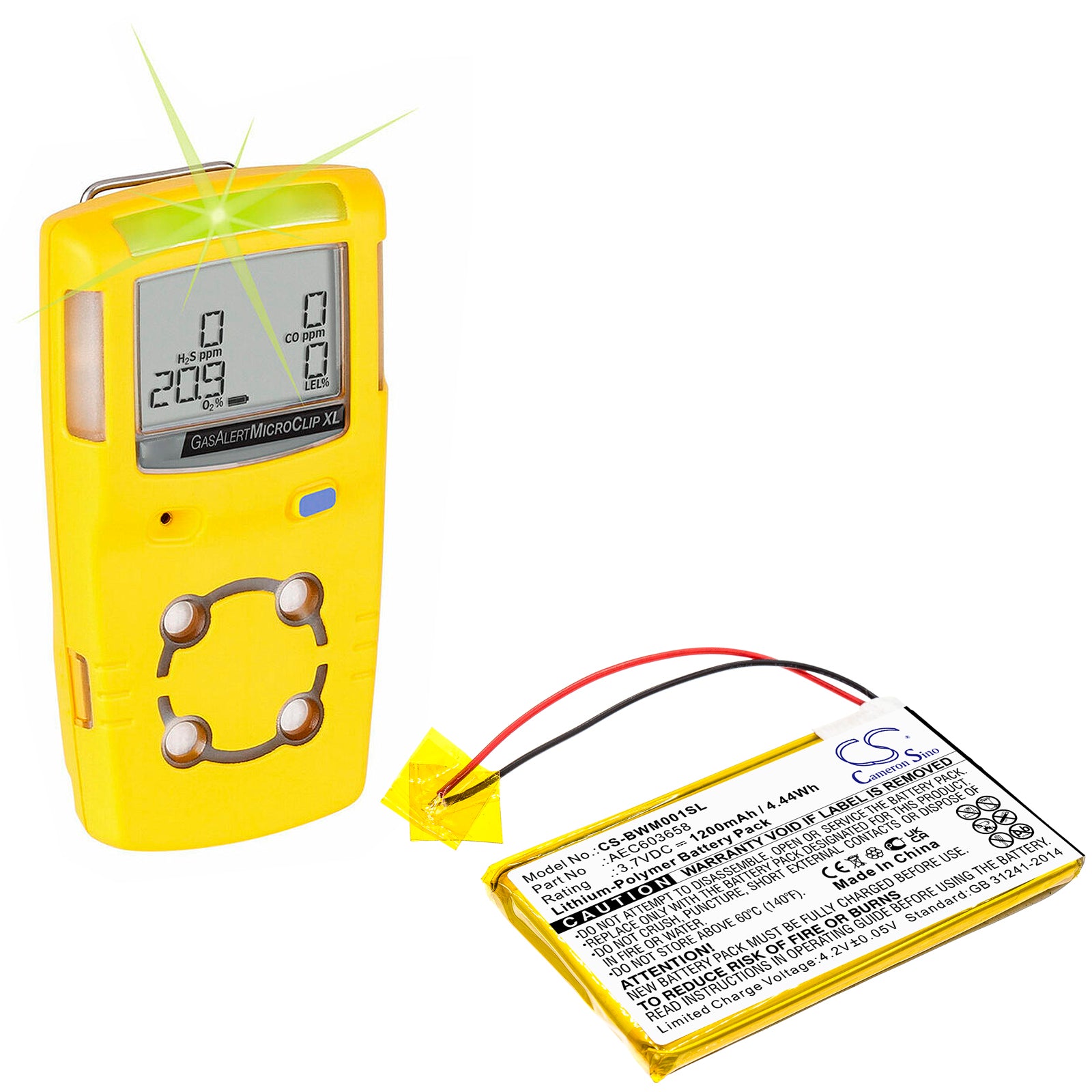 BW GasAlert Micro Clip XL Gasalert Microclip Gas D Replacement Battery BatteryClerkcom Survey Multimeter and Equipment