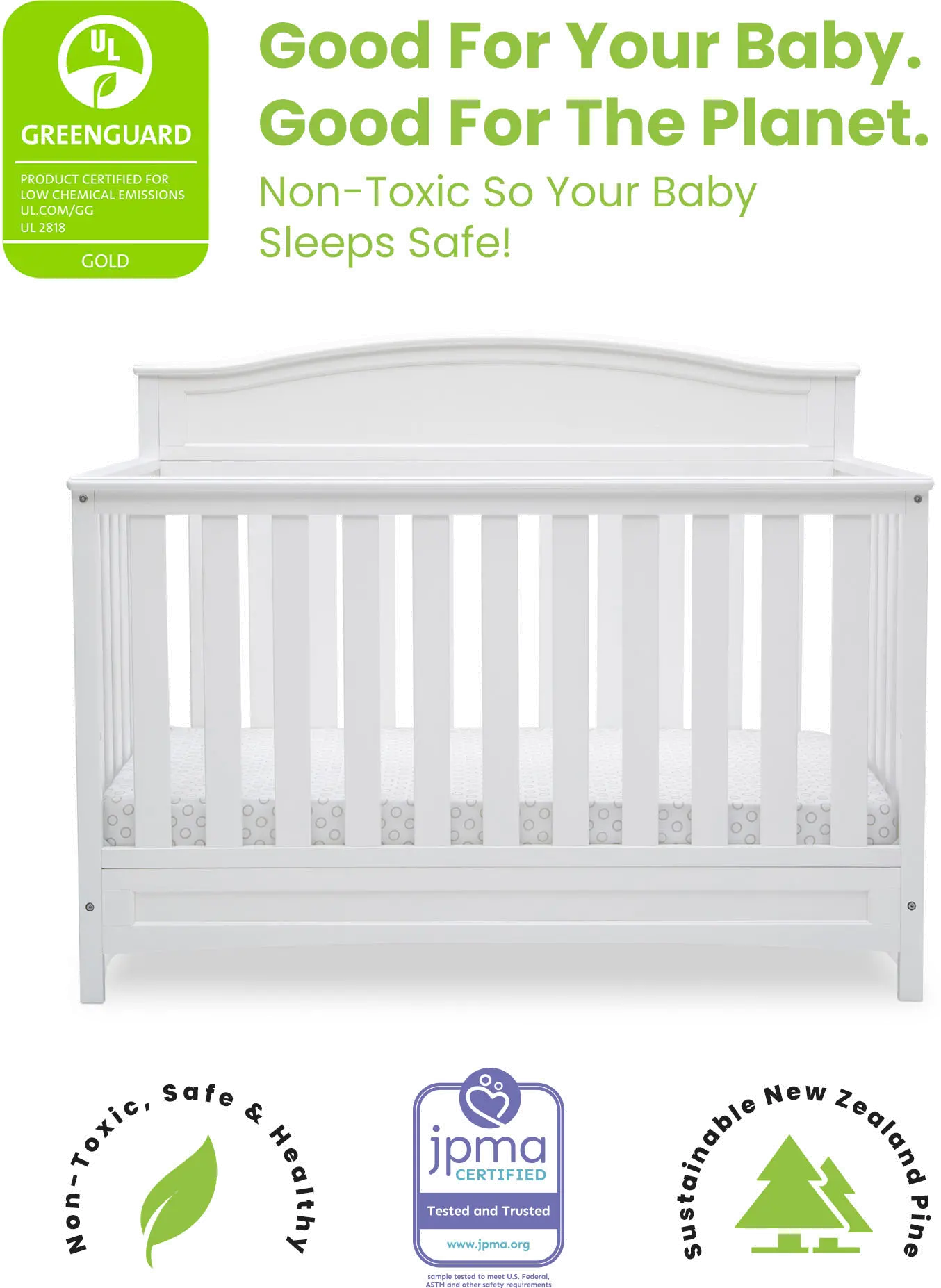 Emery White 4-in-1 Convertible Crib