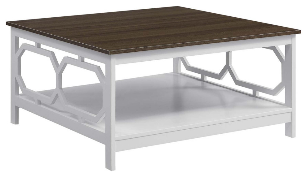 Omega Square 36 Inch Coffee Table With Shelf   Farmhouse   Coffee Tables   by VirVentures  Houzz