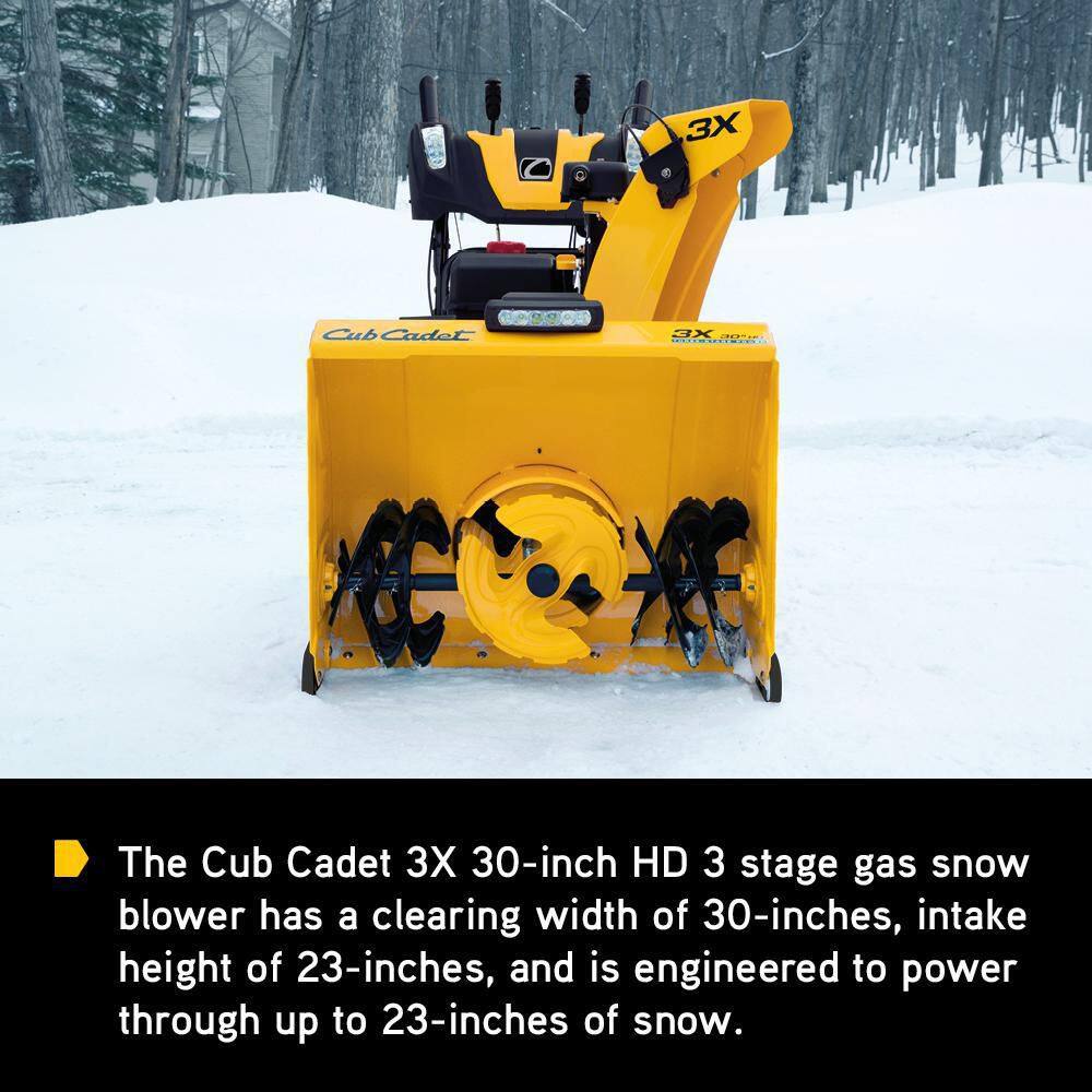 Cub Cadet 3X HD 30 in. 420 cc Three-Stage Gas Snow Blower with Electric Start Steel Chute Power Steering and Heated Grips 3X 30 HD