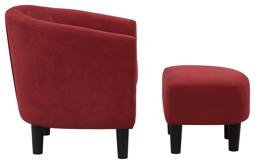 Take a Seat Churchill Accent Chair with Ottoman in Red Microfiber Fabric   Contemporary   Armchairs And Accent Chairs   by Homesquare  Houzz