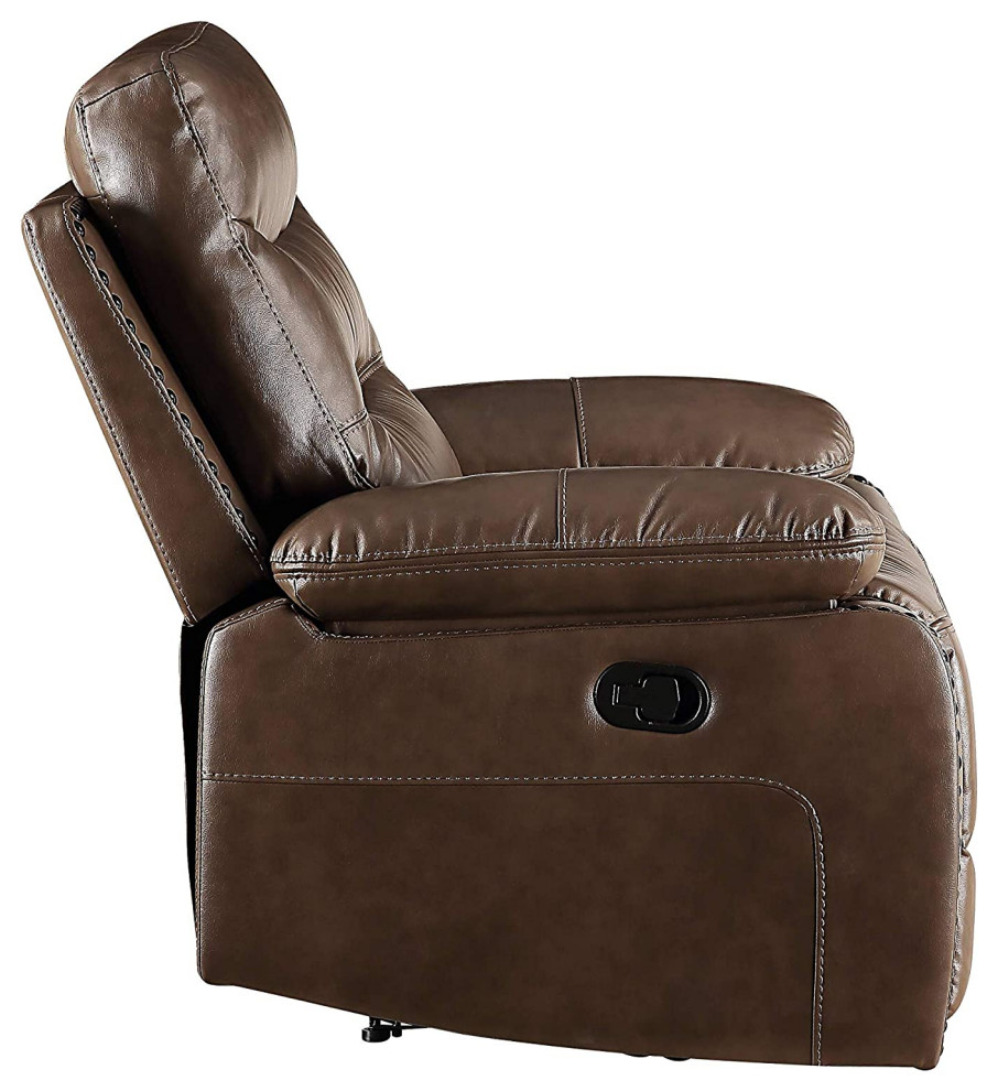 Modern Recliner  Padded Upholstered Seat and Pillow Top Armrest  Brown   Contemporary   Theater Seating   by Decor Love  Houzz