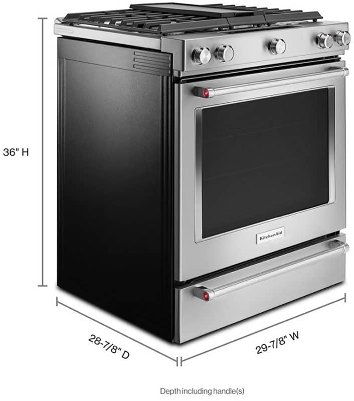 KitchenAid ADA 30 Stainless Steel Dual Fuel Slide-In Range