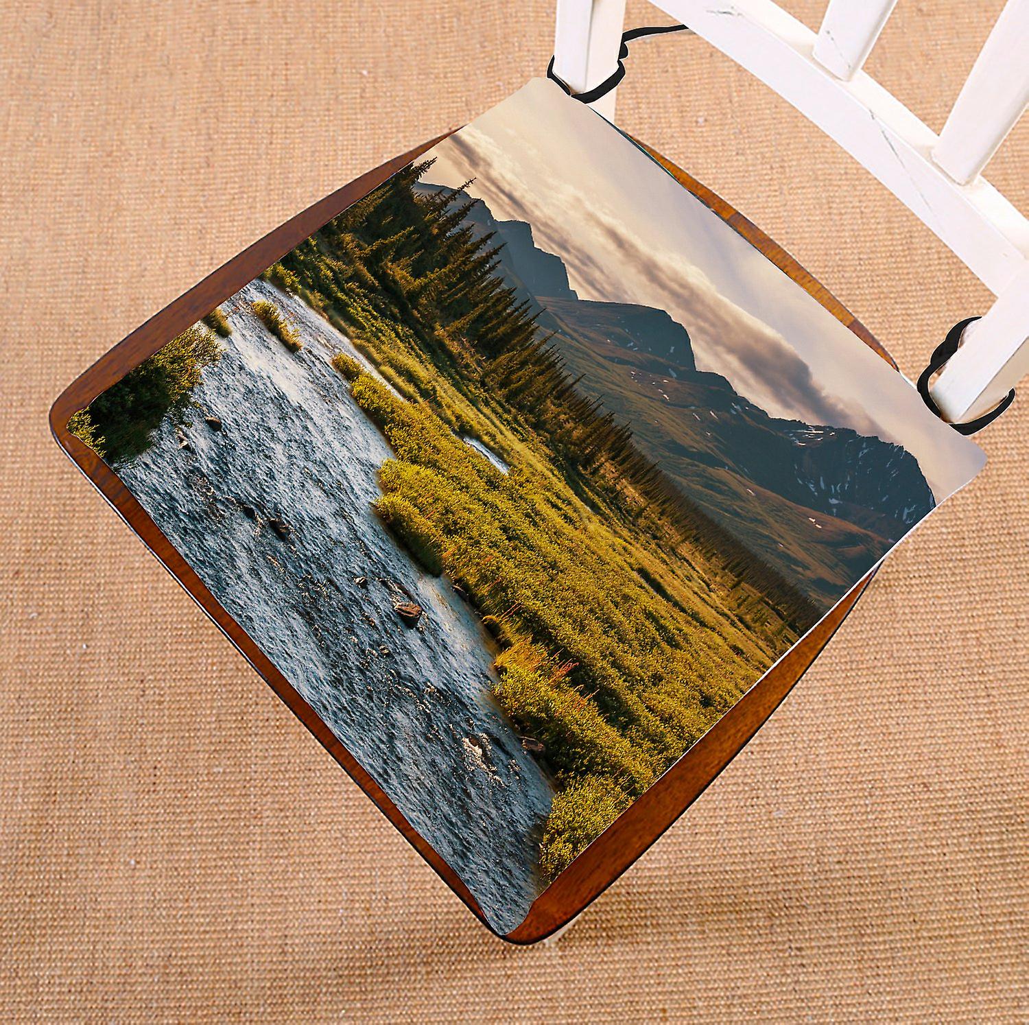 Mountain Landscape Nature Scenery Chair Pad， River On Alaska Seat Cushion Chair Cushion Floor Cushion 40x40 Cm