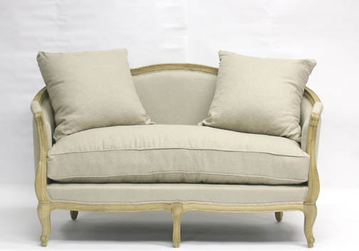 Maison Settee  Natural Linen   French Country   Loveseats   by HedgeApple  Houzz