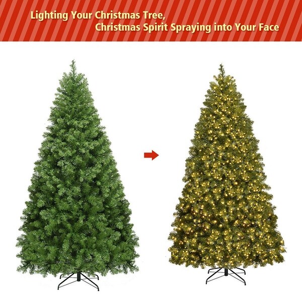 PreLit Artificial PVC Christmas Tree w/ LED Lights and Stand7'