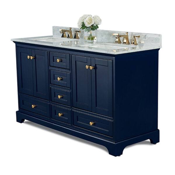 Audrey Heritage Blue White 60-Inch Vanity Console with Mirror