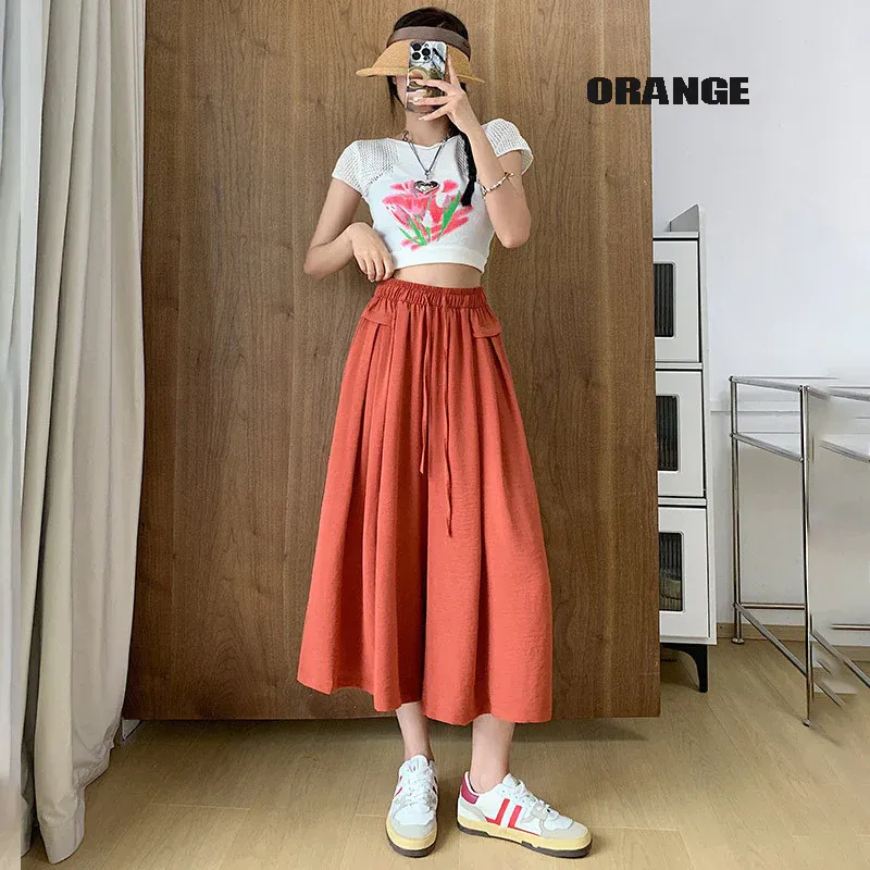 2023 Summer Thin Casual High Waist Large Size Slim Ice Silk Wide Leg  Pants