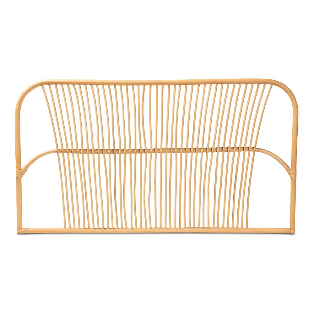 Laina Modern Bohemian Natural Rattan Wall mountable Headboard Queen