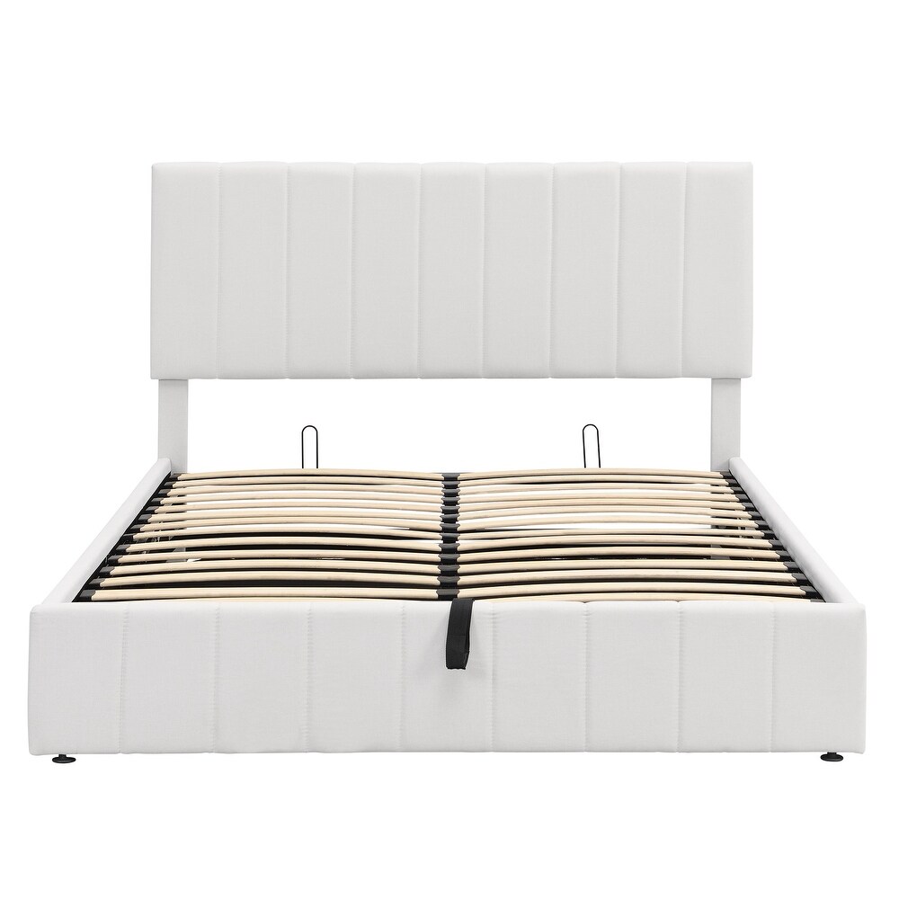 Upholstered Platform bed with a Hydraulic Storage System