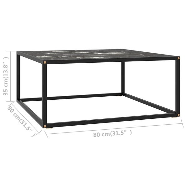 Coffee Table Black with Black Marble Glass 31.5