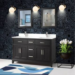 Vanity Art Genoa 72 in. W x 22 in. D x 36 in. H Double Sink Vanity in Espresso with Engineered Marble Top in White and Mirror VA1072-DE