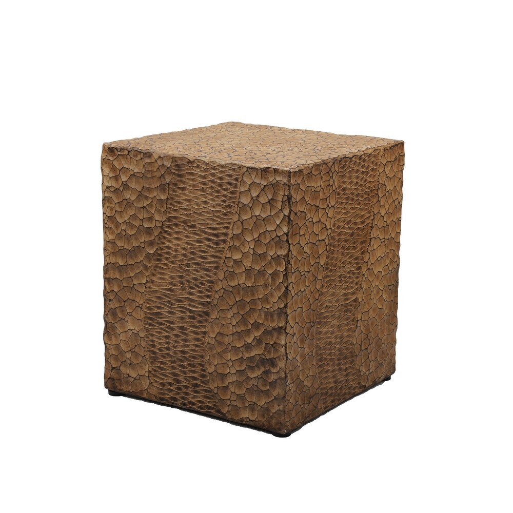 Outdoor Faux Wood Stump Side Table  Square Accent Coffee Table  End Table