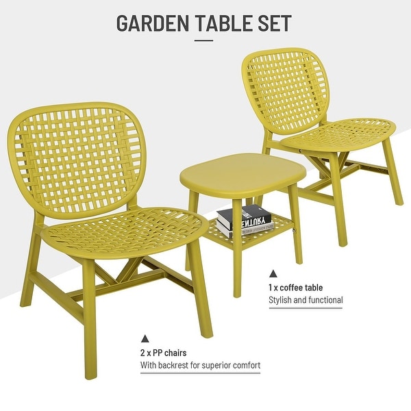 3Piece Hollow Design Patio Table Chair Set，Outdoor Bistro Set