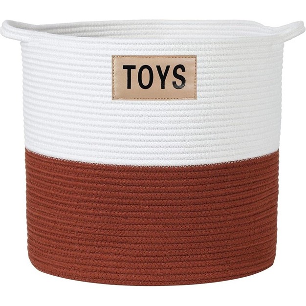 Midlee Rust amp White Rope Toys Basket