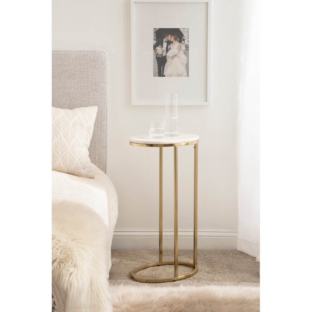 Kate and Laurel Natalli Marble Oval C Table   14x9x28