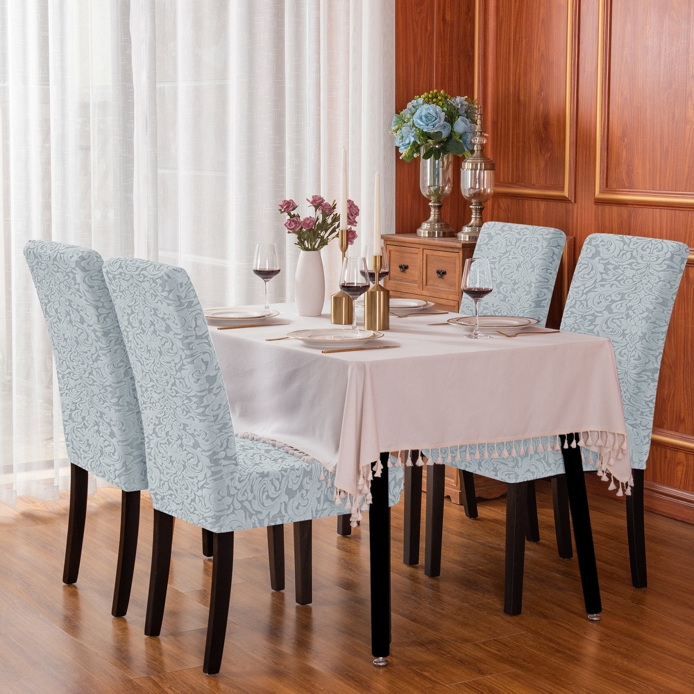 Subrtex Set of 2 Stretch Dining Chair Cover Jacquard Damask Slipcovers