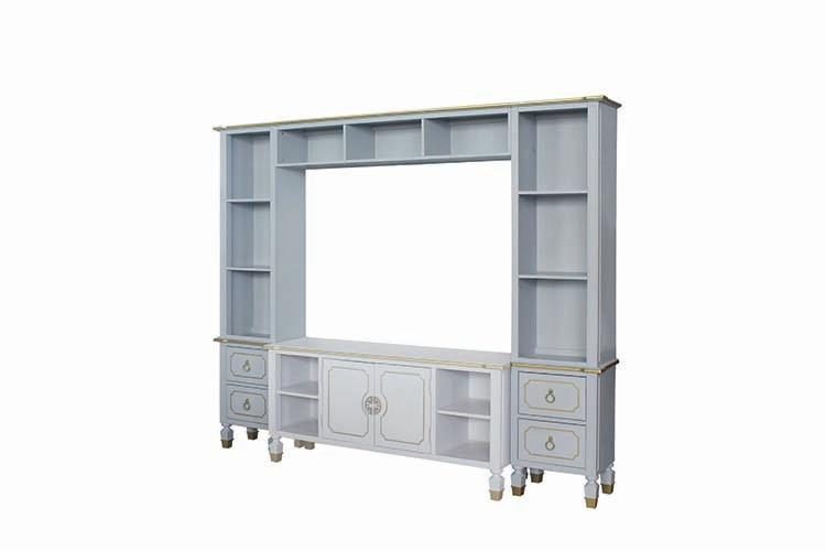 Acme House Marchese Entertainment Center Pearl Gray Finish   Traditional   Entertainment Centers And Tv Stands   by AMOC  Houzz