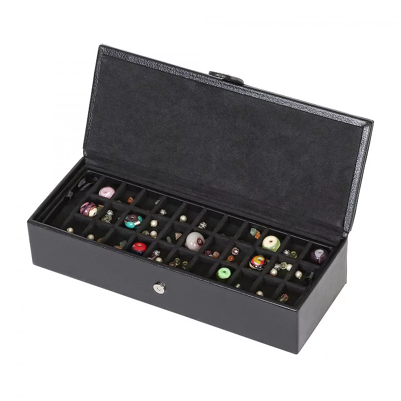 Mele and Co. Since 1912 Ainsley Snap Closure Travel Jewelry Box Organizer - Rectangle Black