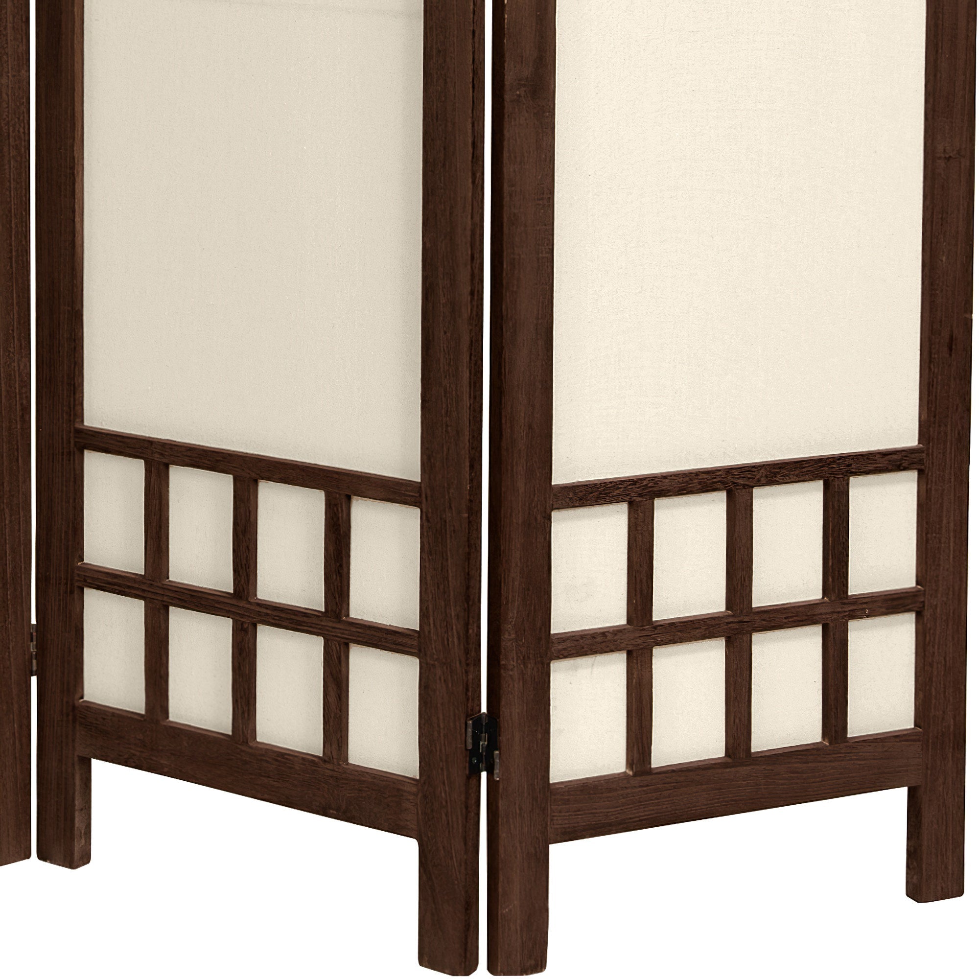 Oriental Furniture 5 1/2 ft. Tall Window Pane Fabric Room Divider, 4 panel, burnt brown color, Fabric pane, Traditional