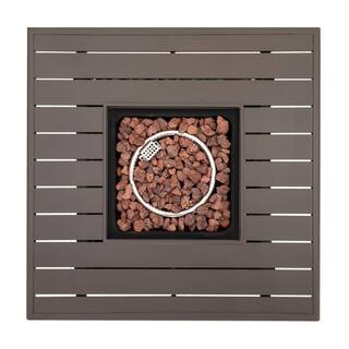 Nuu Garden 32 in. Square Wicker Fire Pit Table Outdoor Propane Gas Fire Pit Table Brown AF018