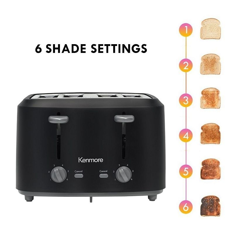 Kenmore 4-Slice Dual Control Matte Black Stainless Steel Toaster