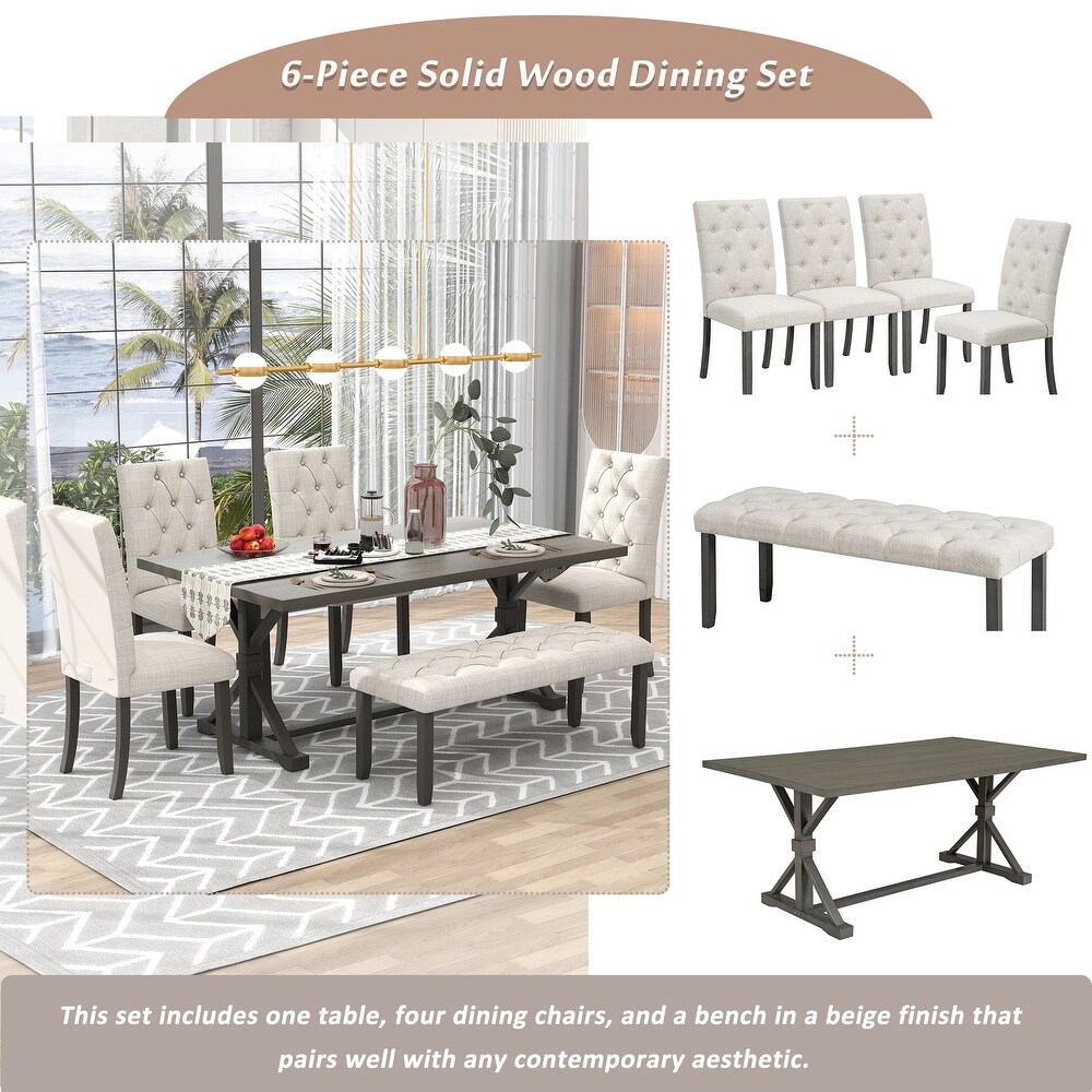 6 Piece Dining Table Set  72\