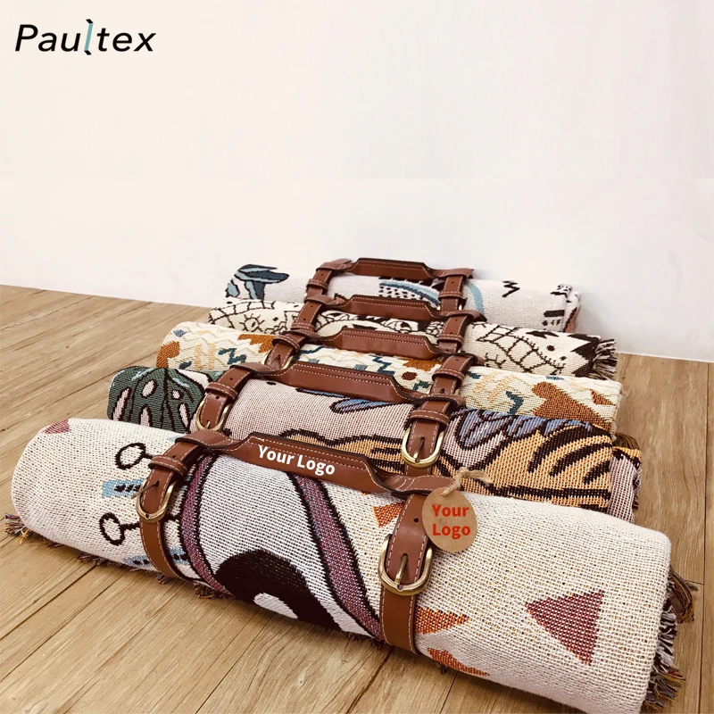 Custom Wholesale Soft Vintage Woven Camping Blanket for outdoor