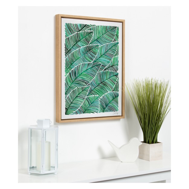 X 24 quot Sylvie Tropical Leaves Framed Canvas By Cat Coquillette Natural Kate And Laurel