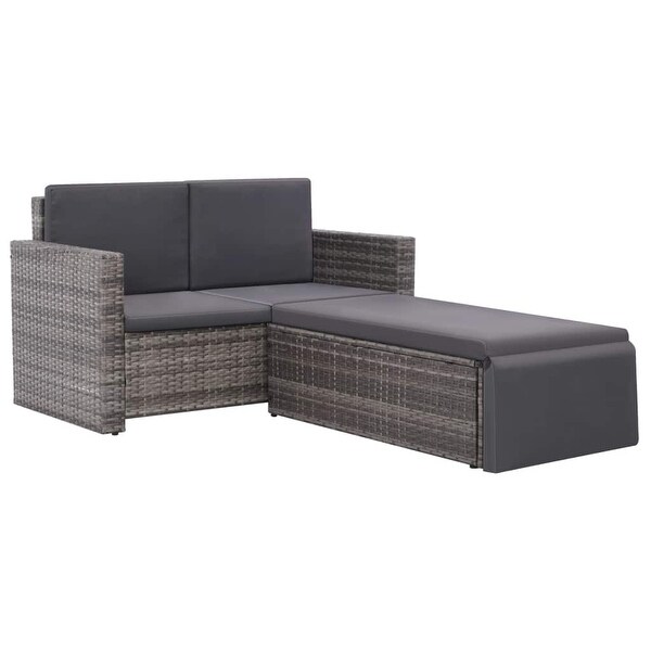 2 Piece Garden Lounge Set with Cushions Poly Rattan Gray - Overstock - 35108056