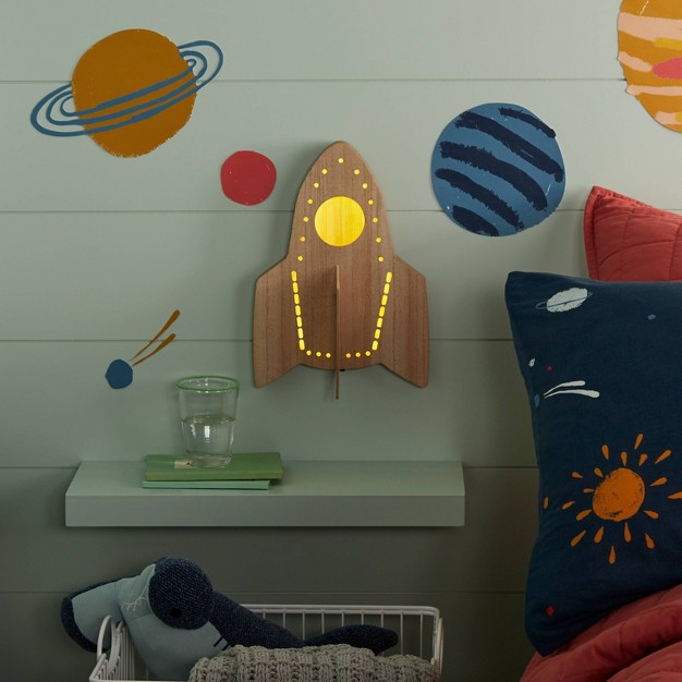 Rocket Wood Lit Kids x27 Wall Decor