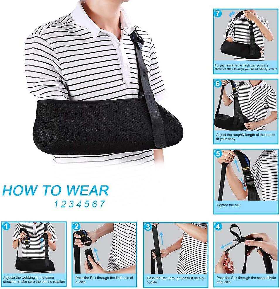 Arm Orthosis， Arm Sling Shoulder， Universal Arm Sleing Adjustable Shoulder Strap For Adults Unisex Black Uniform Support And Stability