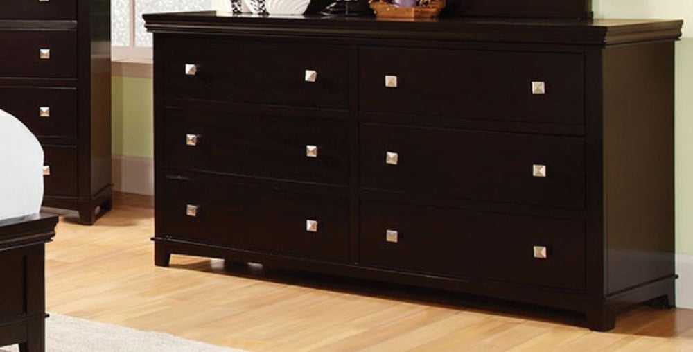 Contemporary Style Spacious Wooden Dresser, Espresso Brown