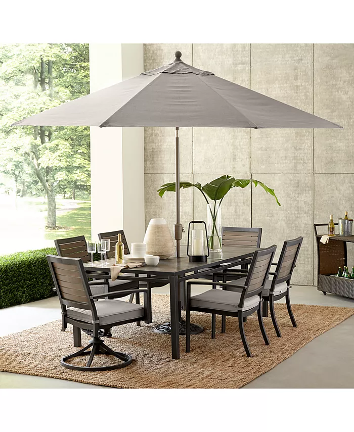 Agio CLOSEOUT! Marlough II Outdoor Aluminum 7-Pc. Dining Set (84 x 42 Dining Table 4 Dining Chairs and 2 Swivel Rockers)