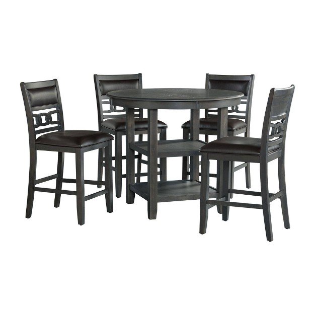 5pc Taylor Counter Height Dining Set Table And 4 Faux Leather Side Chairs Gray Picket House Furnishings