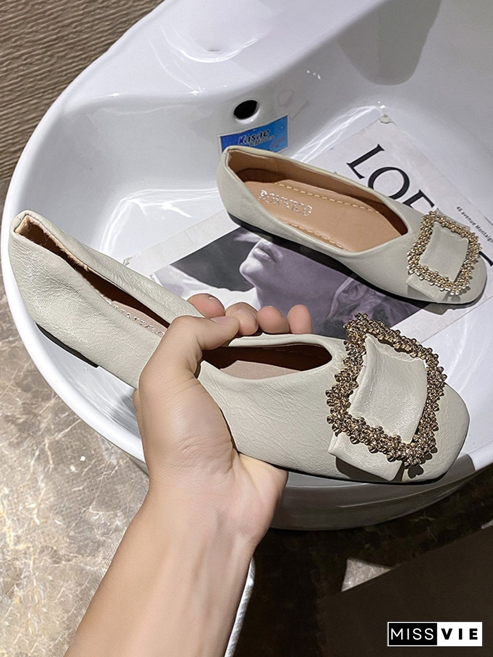 Women Plain All Season Urban Non-Slip Commuting Flat Heel Round Toe Plus Size Shallow Shoes Flats