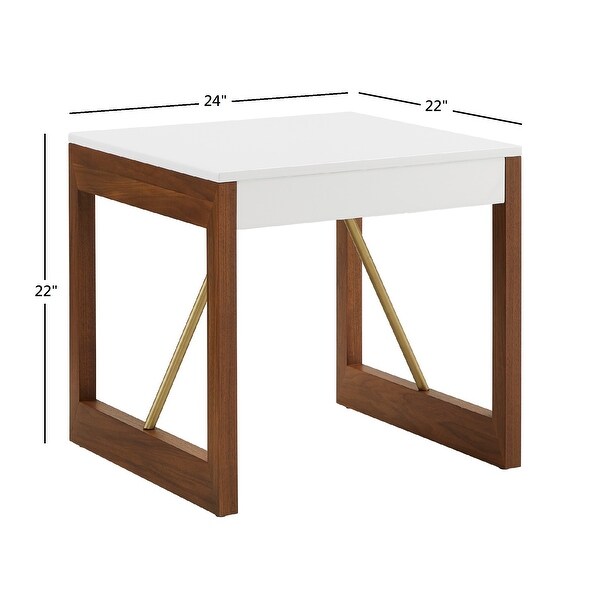 Archer Two-Tone High Gloss White and Walnut End Table by iNSPIRE Q Modern