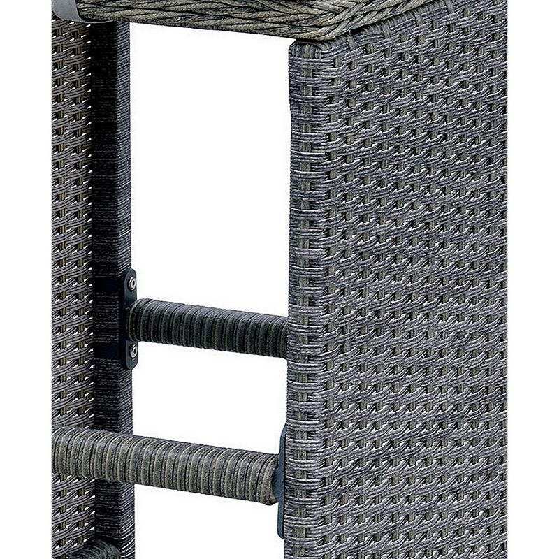 6 Piece Patio Bar Stool In Aluminum Wicker Frame And Padded Fabric Seat， Gray