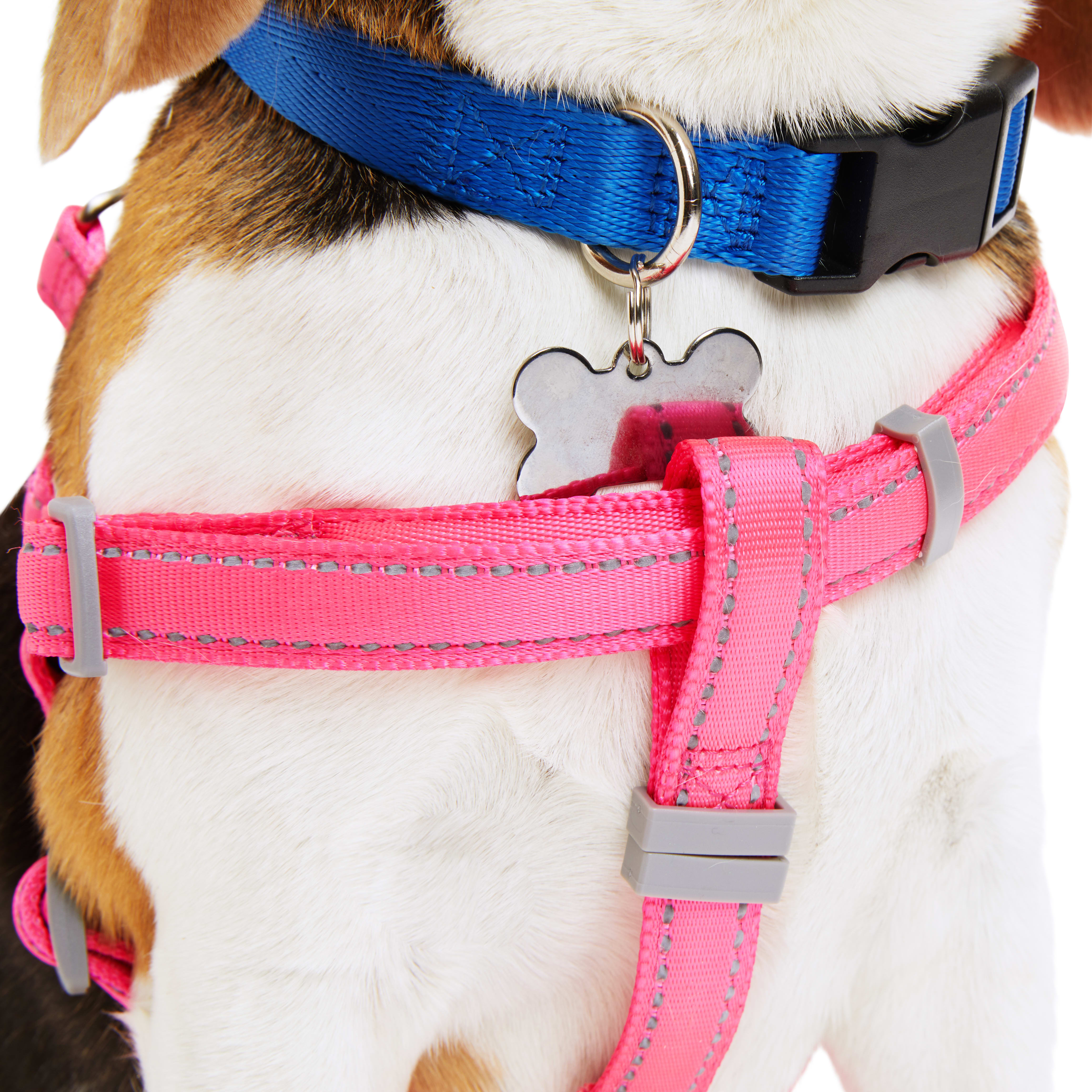 YOULY Reflective Adjustable Padded Pink Dog Harness， Small