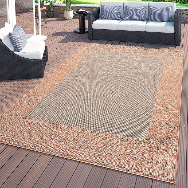 World Rug Gallery Bohemian Bordered Indoor/Outdoor Waterproof Patio Area Rug