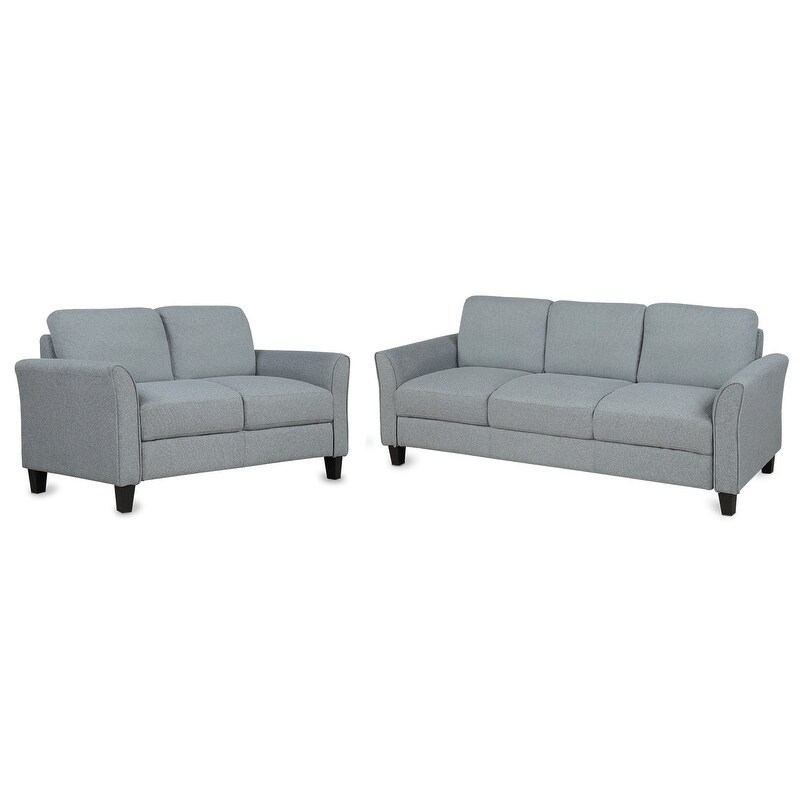 Soft Upholstered Loveseat Sofa   3 Seat Sofa  Traditional Linen Fabric Sofa Set with Sturdy Hardwood Frame for Living Room