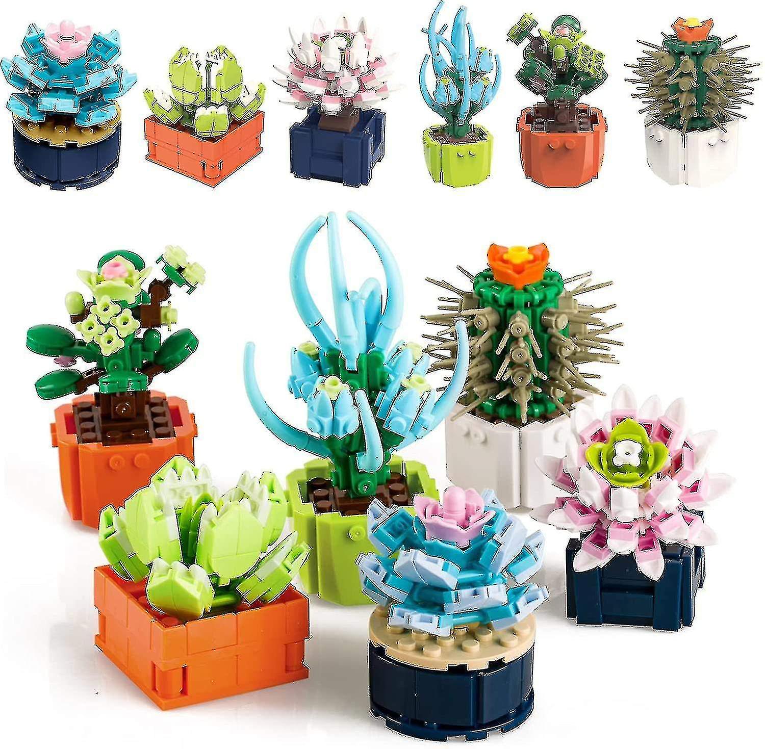 Plant Series Building Block Kit， Bonsai Model Creative Plant Building Block Toy Home Decoration， Chi