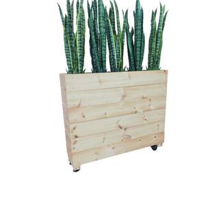 Ejoy 44 in. x 12 in. x 36 in. Solid Wood Mobile Planter Barrier in Unfinished Wood Color SolidWoodPlanter_44x36x12