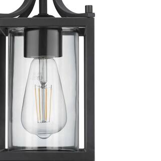 Hampton Bay Boswell Quarter 7.25 in. 1-Light Matte Black Hardwired Outdoor Transitional Wall Lantern Sconce with Clear Glass Shade 1036HBMBDI